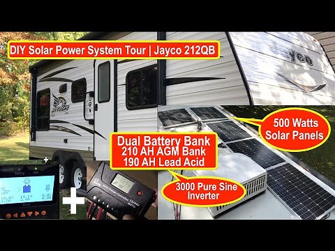Jayco Travel Trailer Solar Power Tour | 500 Watts Solar Panel with two Battery Banks 400 Amp Hours