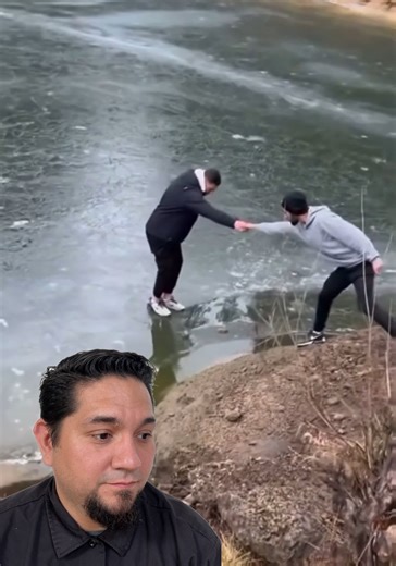 Giving a helping hand. 😂🤣 #funny #fail #slippery #ice #reactionvideo | Eli F