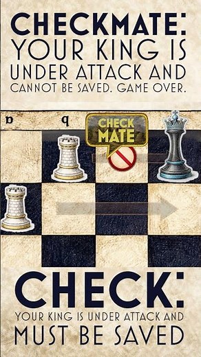CHECK & MATE in chess. Learn the difference fast - stop making beginner mistakes #chess #boardgames