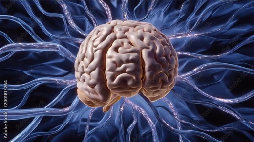 Brain Anatomy and Neural Network: A detailed depiction of a human brain, intricately interwoven with a vibrant neural network, showcasing the complex workings of the mind.