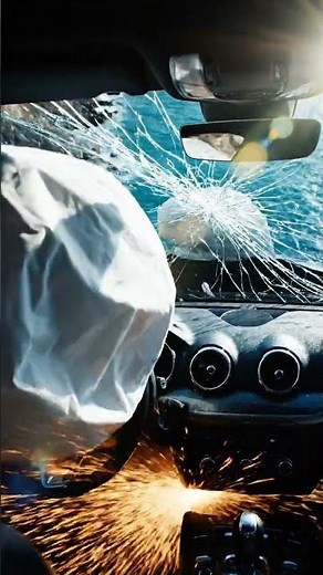 Dramatic Car Crash: Airbag Deployment & Ocean Impact! 💥