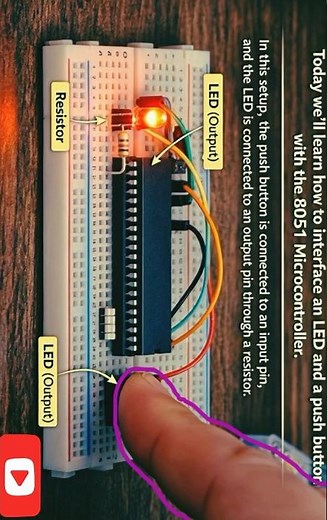 Press Button → LED ON! 8051 Mini Project #shorts #embeddedsystems #coding #microcontroller