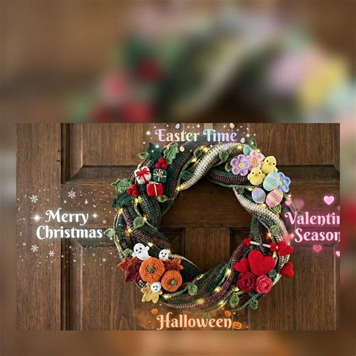 4-in-1 Seasonal Crochet Wreath Pattern| Pdf Pattern| Valentine Crochet Pattern| Christmas Crochet| Easter Crochet Wreath| Halloween Crochet - Etsy