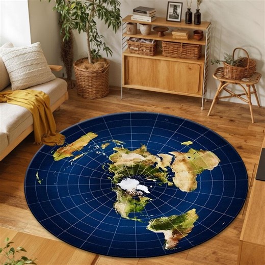 Alexander Gleason Flat Earth Map Rug, Vintage Style World Carpet, Educational Geography Decor - Etsy