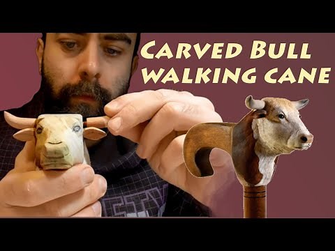 HAND CARVED BULL HEAD, WALKING STICK AND CANES FOR BEGINNERS