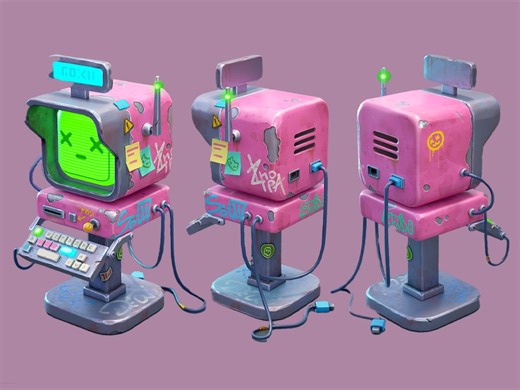 【Maya建模】卡通台式游戏机模型制作，适合新手练习的道具案例