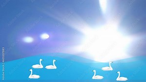 ducks in water 2d animation and background, pond