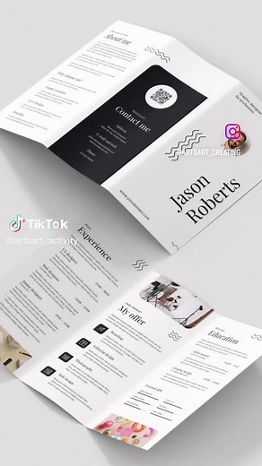 Designer Resume Brochure Tri-Fold Template Download: https://etsy.me/3WiL0O2 The resume layout is designed on the popular tri-fold brochure and is available in two colors: light and dark. #resume #resumetemplate #resumedesign #cv #cvtemplate #cvdesign #canva #canvatemplate #msword #mswordtemplate #resumeword #resumewordtemplate #resumecanva #canvaresume #canvadesign #photoshopresume #indesignresume #instantdownloads #digitalproducts #sellonline #designer #graphicdesigner #architect #blackandwhit