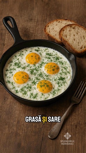Ouă cu smântână și mărar, ca la bunici Ingrediente: -2 linguri de unt -200 ml smântână grasă -sare -piper -4 ouă -1 legătură de mărar Le mănânci fierbinți, cu pâine proaspătă. | Splendorile Romaniei