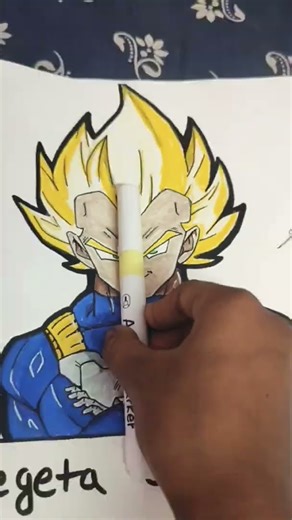 Vegeta SSJ1 drawing with acrylic markers .
