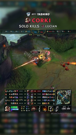 (MYI Yashiro) Corki SOLO KILLS Lucian | EUW Master Patch 26.18 #shorts