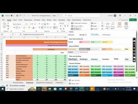 Excel 2019 | Modules 1-4: SAM Capstone Project 1b Saxon Municipal Government #newperspectives