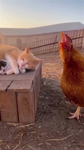 Cat vs Hen: The Unexpected Friendship Fight 😂🐱🐔