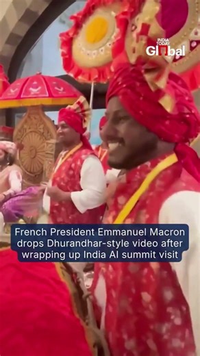 French President Emmanuel Macron shared a farewell video on X set to Dhurandhar Movie Title Track
