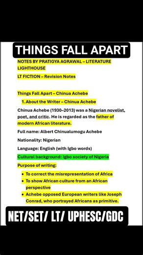Things Fall Apart in One Video | LT Fiction Revision | Chinua Achebe I #shortvideo #english