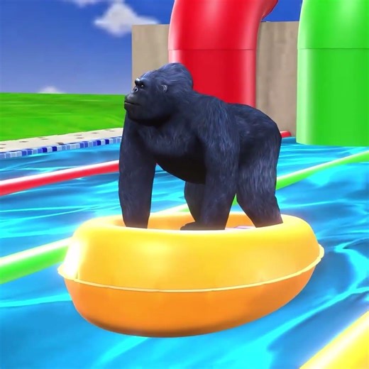 Funny Animal Gorilla Long Slide