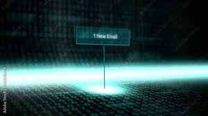 One Unread Email in a Digital Personal or Business Email Inbox Animation