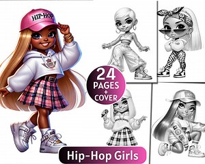 24 Hip Hop Girls Coloring Book | Grayscale Coloring Book for Adults and Kids | Street Girls, Gangsta Girls |printable PDF| Instant Download - Etsy