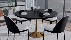 Leisuremod Verve Modern 48 Round Dining Table with Sintered Stone Tabletop in Chrome Stainless Steel Pedestal Base, White VT23BS-48WS