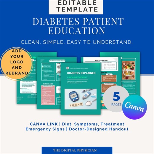 Diabetes Patient Education Handout | Canva Editable (US Letter) - Etsy