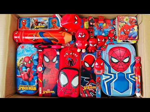 Spiderman toys & stationery items - rc car, pencil box, sharpener, eraser, action figure, watch, pen