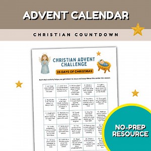 Christian Advent Challenge with Prompts, Printable Advent Calendar Catholic