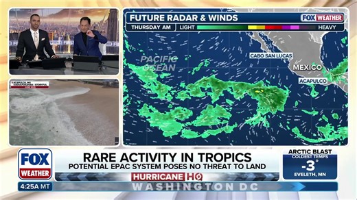 Rare tropical activity possible in eastern Pacific early next week