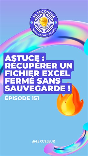 Thomas l'Exceleur | Magicien d’Excel | (aka Thomas Coget) on Instagram: "🚀 Astuce : Récupérer un fichier Excel FERMÉ sans sauvegarde ! 😱👇 Plutôt que de tout recommencer ou de faire une crise de nerfs, voici comment récupérer ton fichier hyper facilement grâce à une option cachée d’Excel. 🔄 Récupérer un fichier non sauvegardé dans Excel Étape 1 : Rouvre Excel • Ouvre le même fichier Excel que tu avais fermé sans enregistrer. Étape 2 : Accède à la gestion des versions 1. Va dans l’onglet « Fic