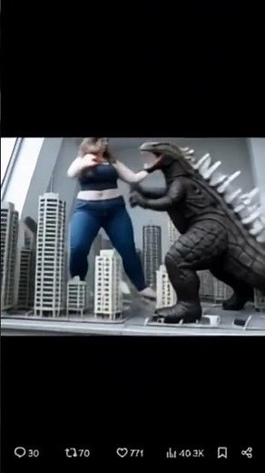 BBW Giantess battles Godzilla #fantasy #godzilla #bbw