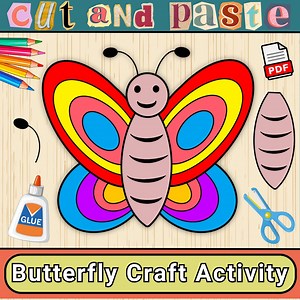 Butterfly Craft Template | Spring Insect Bulletin Board Craft | Cut and Paste Activity (PDF) - Etsy Canada