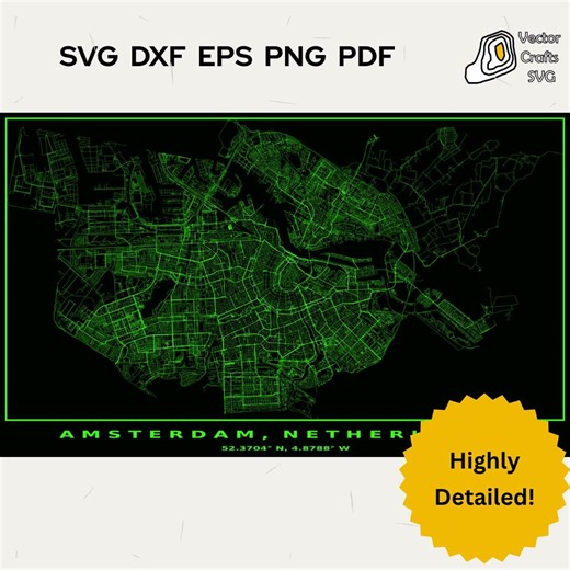 Amsterdam Street Map, Vector Graphic Design (digital Download) - Etsy