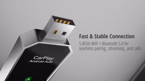 Wireless CarPlay & Android Auto Adapter, Convert Wired to Wireless Apple CarPlay, Android Auto Adapter Converter, Mini Size with USB/USB‑C Extension Cable Included, Lag‑Free Plug‑and‑Play