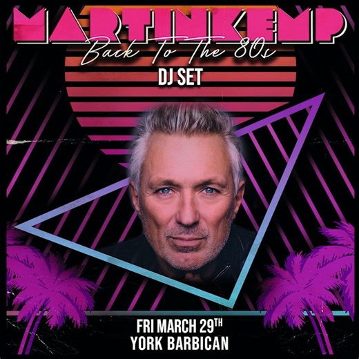 📼🎶 Fancy a night of 80's 'Gold'? Martin Kemp brings the ultimate 'Back To The 80s' DJ set to York Barbican! Tickets are available right now. 🎟️ 👇 https://www.yorkbarbican.co.uk/whats-on/martin-kemp-the-ultimate-back-to-the-80-s-dj-set/ | York Barbican