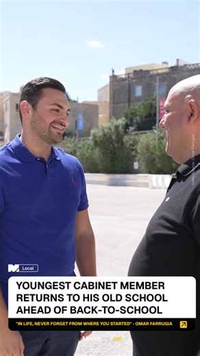 6.6K views · 36 reactions | Parliamentary Secretary for Public Works, Omar Farrugia, the youngest member of Cabinet has revisited his former school, St Augustine College in Pietà, on the eve of the new scholastic year.  Read: https://maltadaily.mt/107503-2youngest-cabinet-member-returns-to-his-old-school-ahead-of-back-to-school/ #MaltaDaily | Malta Daily | Facebook