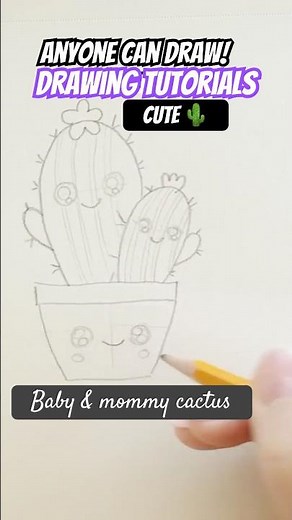 Cute Cactus Drawing Tutorial | EASY Anyone Can Draw! Part 1 #art #drawingtutorial #cartoon