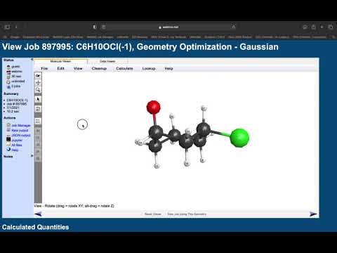 Chemistry Research - Grob Fragmentation - Freezing Dihedral Angles in WebMO (JCarr)