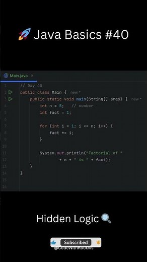 Day 40: Factorial Program ✨ | Java #coding #java