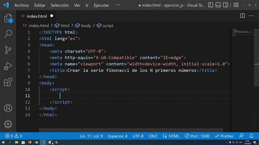Crear la serie Fibonacci de los N primeros números en JavaScript