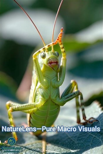 Raises Legs to Clean Antennae 🧹 #NatureLense #MacroWildlife #LeafInsect