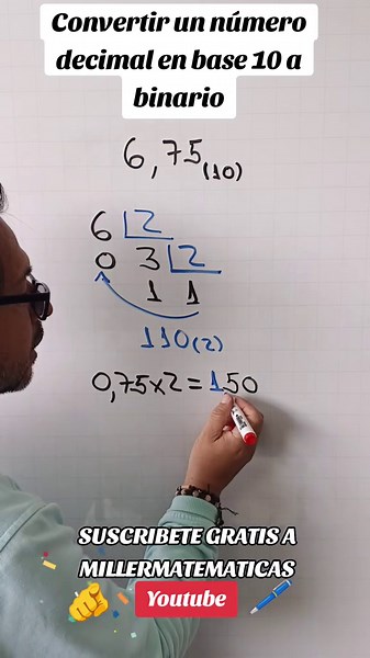 Conversión de decimal a binario en matemáticas