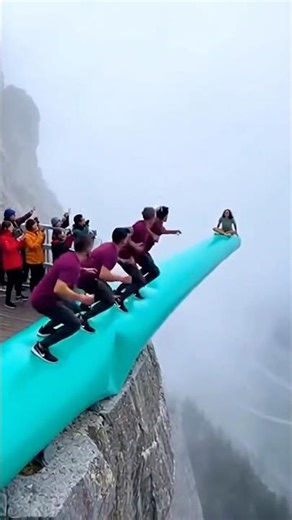 Cliff Airbag See-Saw 😳🔥 Guys Jump, Girl Flies… Then They ALL Vanish?! #rdswth