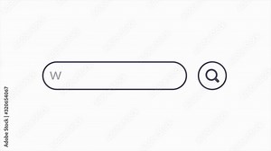 Animation of a web search. Typing into Search Engine on white background. Search bar icon animation. Web search 4k animation