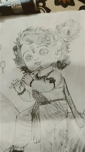 how to draw little krishan