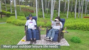 JP Outdoor Indoor Rattan Recliner Chair Cushion,PE Wicker Patio Recliner with Flip Table,Red