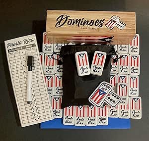 Puerto Rico Double Six Dominoes Set Game Puerto Rican Adult Size Tall Thick Domino Great for Family Fun Parties Home Bars and Any Event