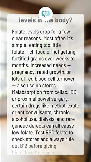 What causes low folate levels in the body?