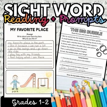 Sight Word Fluency Reading Passages Grade 1 | Comprehension Worksheets Prompts