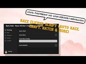 Roblox Race Clicker Script - Byte Hub | PASTEBIN (Auto race, click, rebirth, & MORE!)