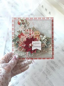 Handmade Shabby Chic Christmas Card, 3D Flower, Gift Box - Etsy Australia