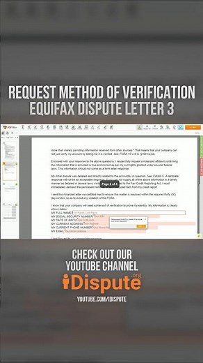 Equifax - How to Request Method of Credit Report Verification (3rd Round Letter) | I Dispute